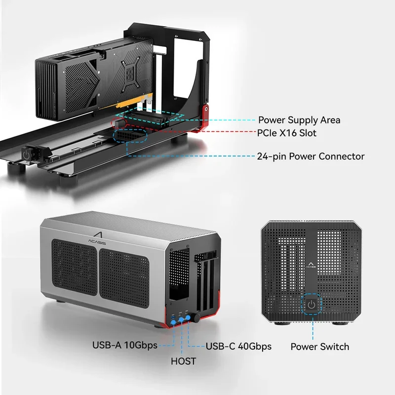 Obudowa eGPU Acasis 40Gbps z 2 – Thunderbolt 4 External Gpu Enclosure recenzja i cena